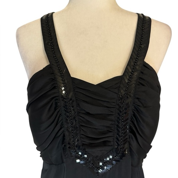 ANTONIO MELANI Black Sheath Maxi Dress Sweetheart Neckline 100% Silk Size 12 - Picture 6 of 16